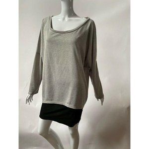 UGET Womens Tunic Dress Gray Color Block Layered S